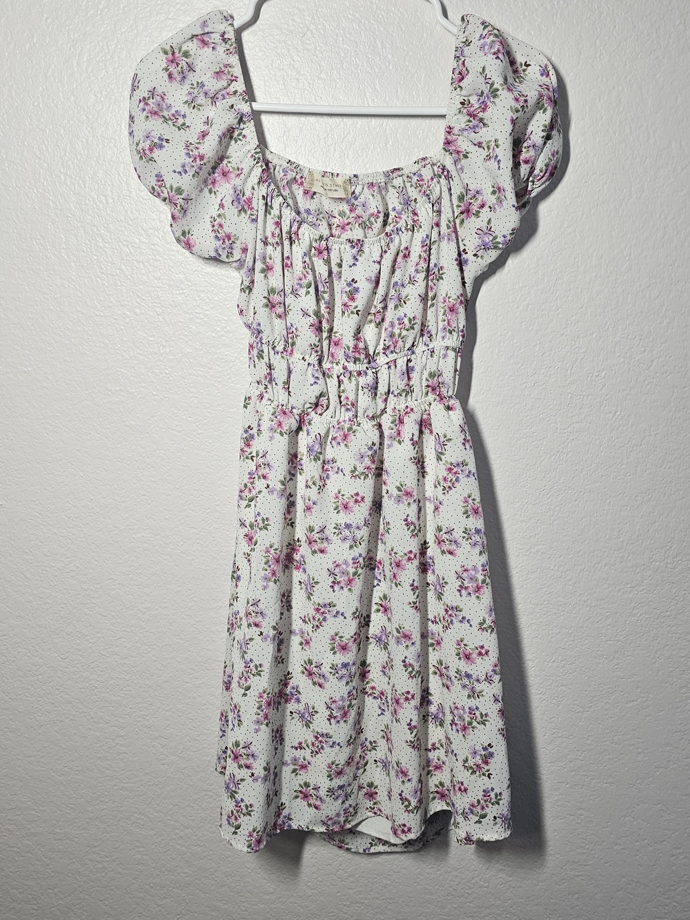 Altar'd State White Floral Backless Dress with Pink and Green Bouquet Print